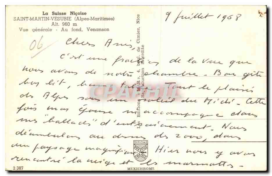 CPSM Saint Martin Vesubie Vue generale Au fond Venanson  — Rückseite