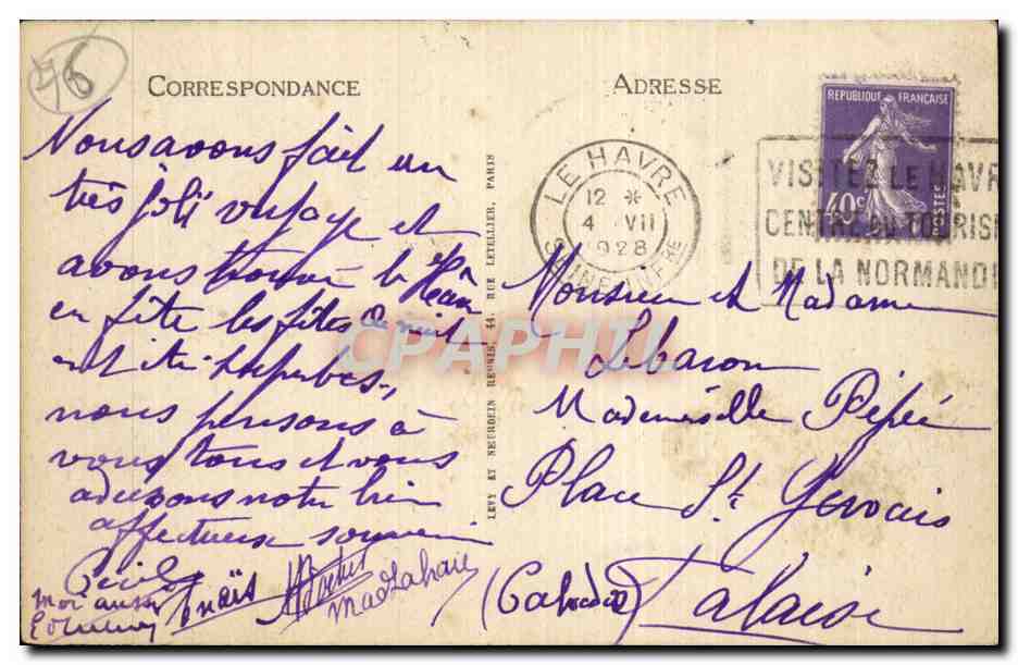 CPA Le Havre Le palais de justice et le boulevard de Strasbourg Tramway — Rückseite