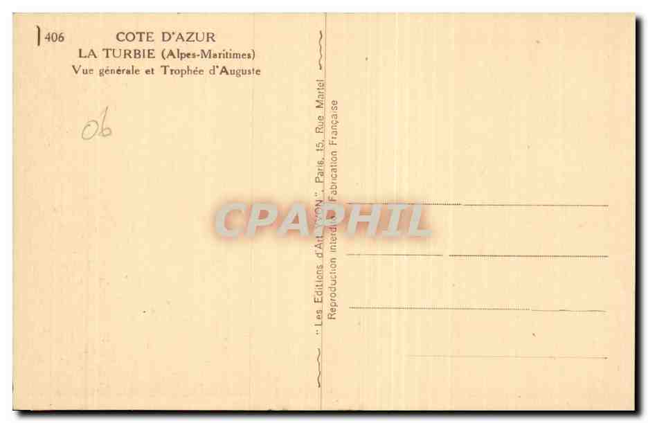 CPA La Turbie Vue generale et trophee d Auguste  — Rückseite