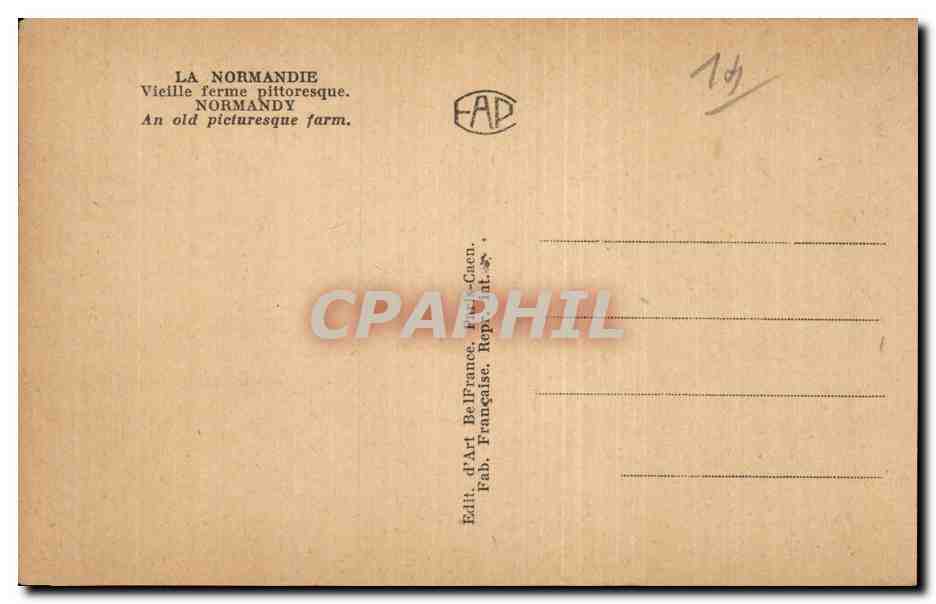 CPA Normandie Vieille ferme pittoresque  — Verso