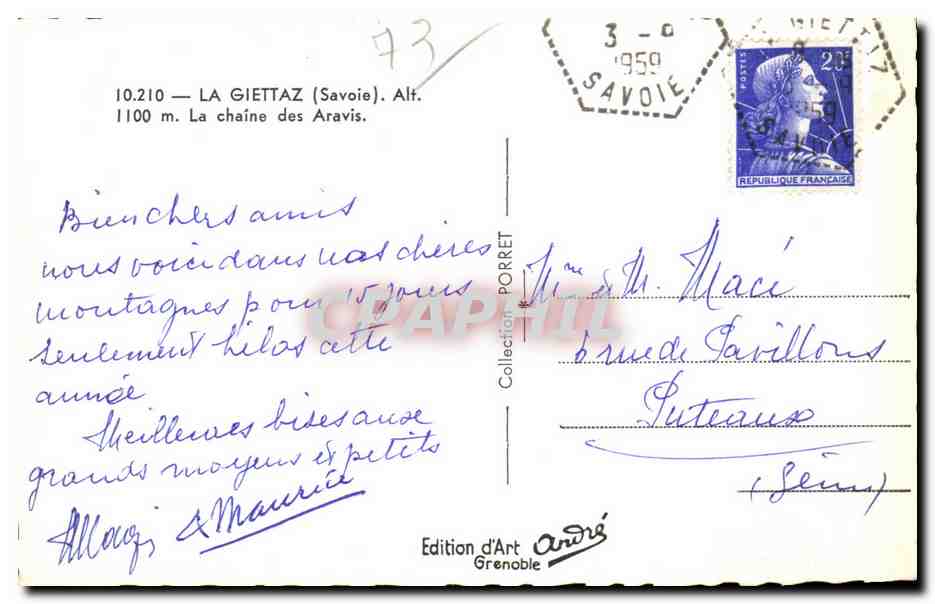 CPSM La Giettaz Le chaine des Aravis — Rückseite