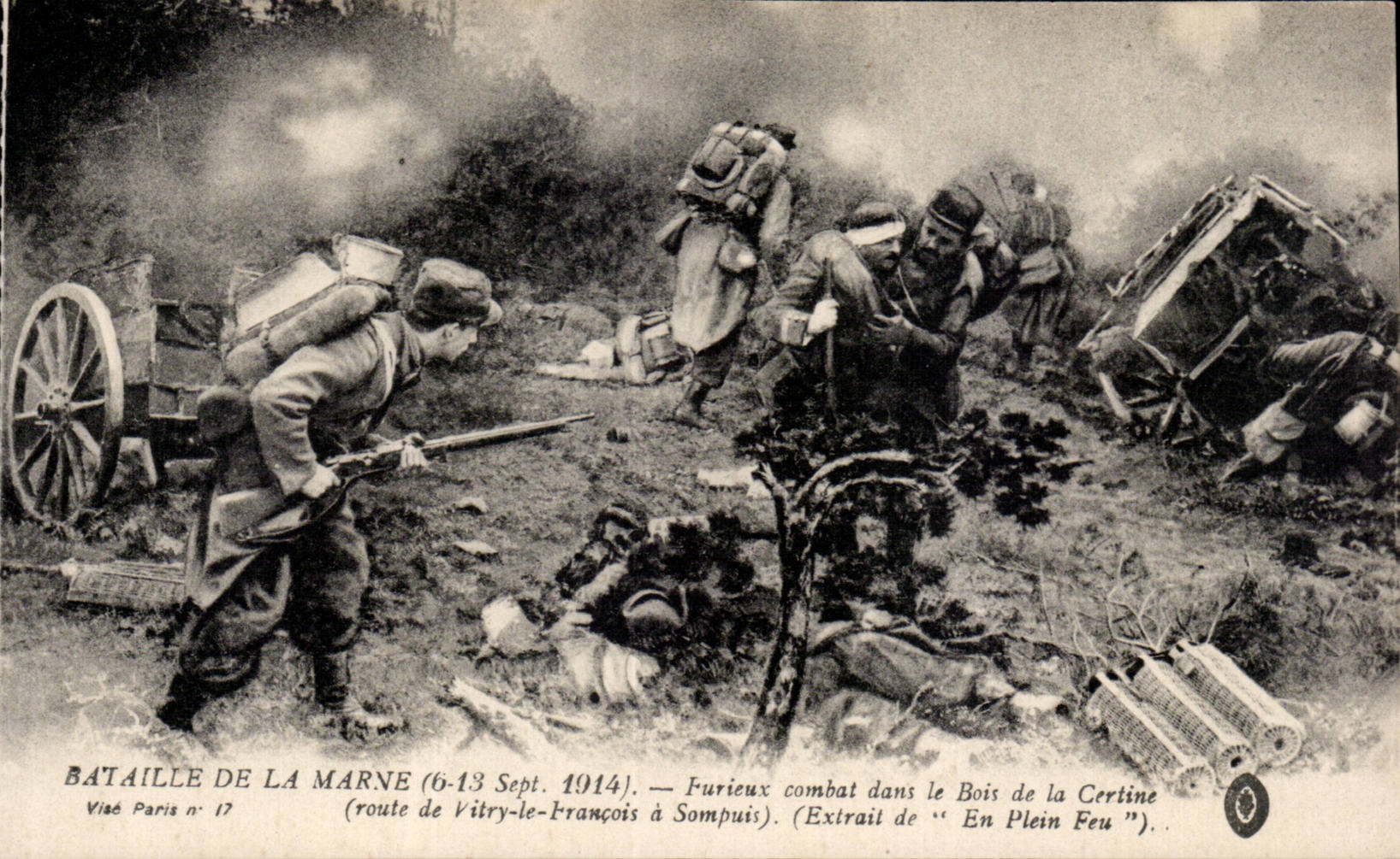 CPA Bataille de la Marne septembre 1914 Furieuc combat dans le bois de la Certine ( route de Vitry le Francois a Sompuis
