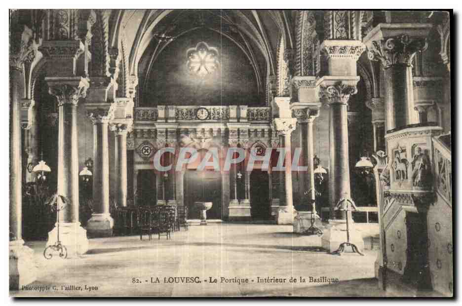 La Louvesc - Le Portique - Intérieur de la Basilique — Phototypie G. l'Allier, Lyon, n°82
