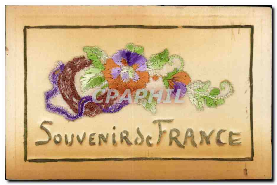 CPA Fantaisie Decor brode Souvenir de France
