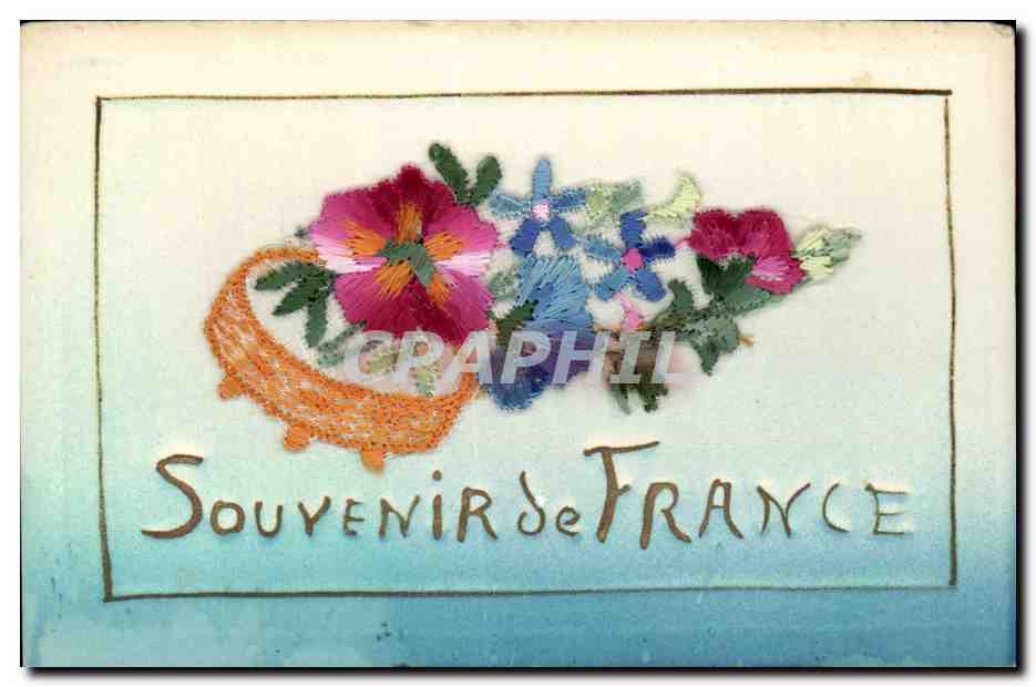 CPA Fantaisie Decor brode Souvenir de France
