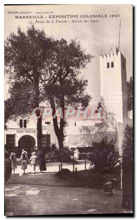 CPA Marseille Exposition coloniale 1922 Palais de la Tunisie Entree des souks