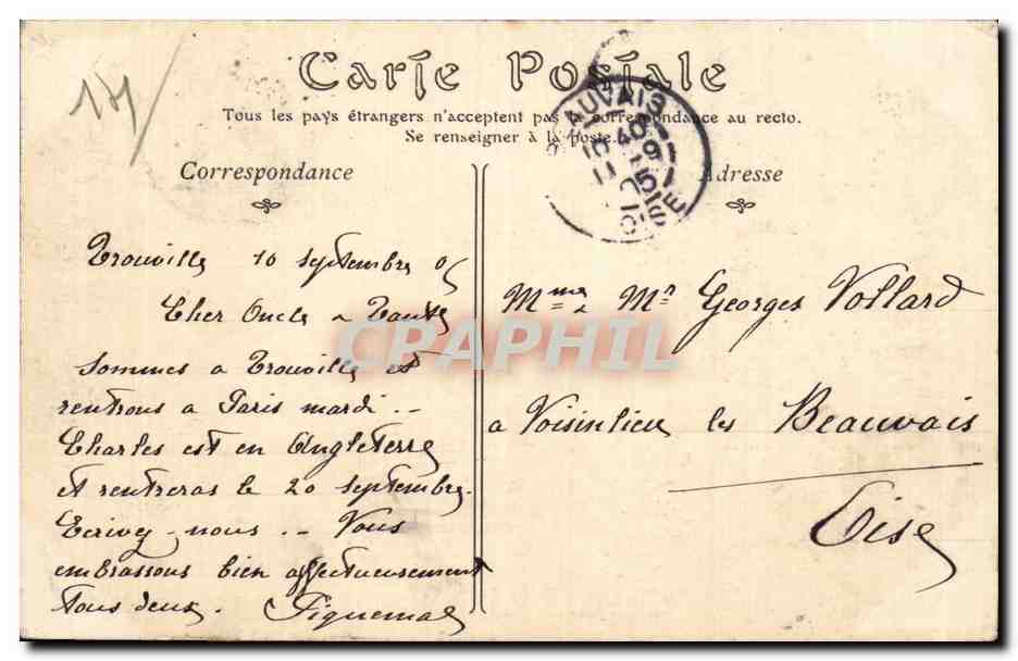CPA Trouville sur Mer Le jardin public  — Verso