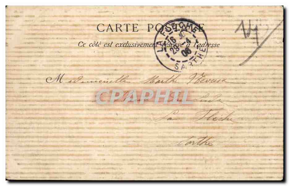 CPA Caen Depart du bateau du Havre  — Verso