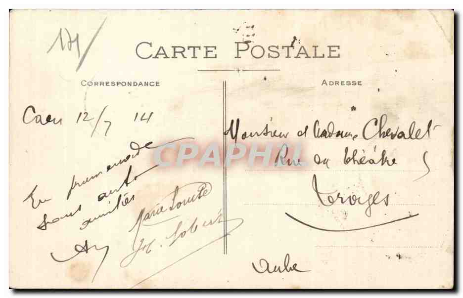 CPA Caen Entree principale du chateau Caserne Lefevre  — Verso