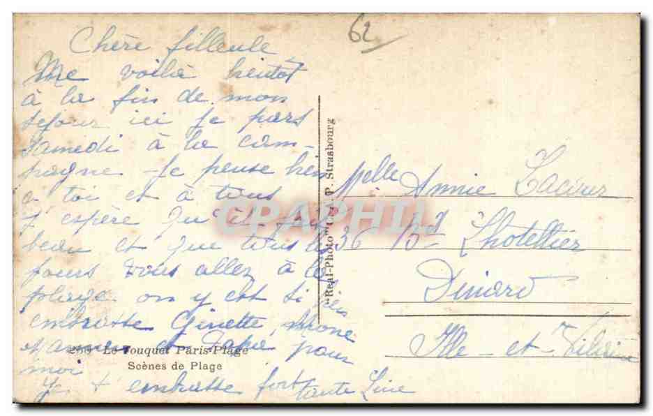 Plage de Deauville — Scènes de plage — éditeur Le Touquet, Paris-Plage — Rückseite