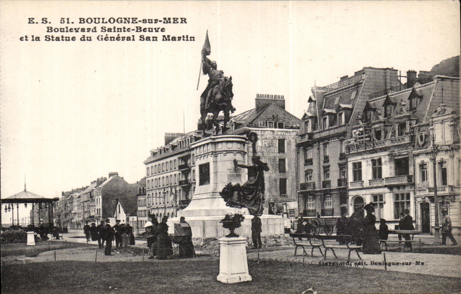 Boulogne-sur-Mer — Boulevard Sainte-Beuve y la Estatua del General San Martin — E.S. 51