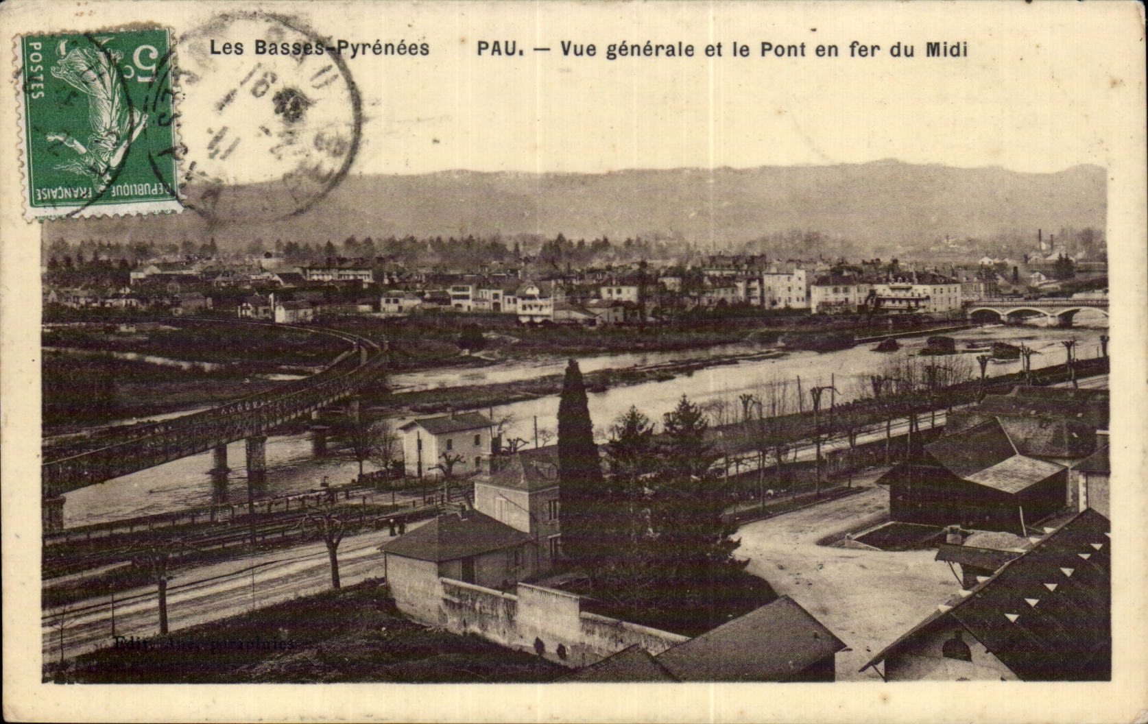Pau — Allgemeiner Blick und die Eisenbrücke des Südens — Verlag A. Périn