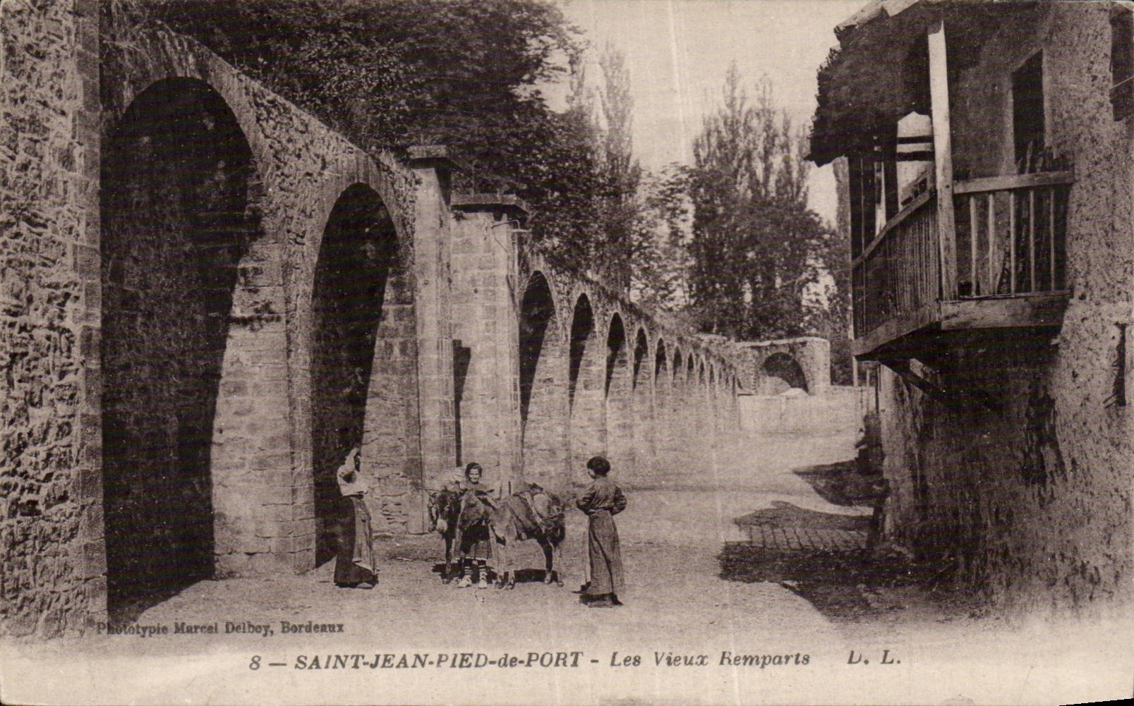 CPA Saint Jean Pied de Port Les vieux remparts Ane Donkey 