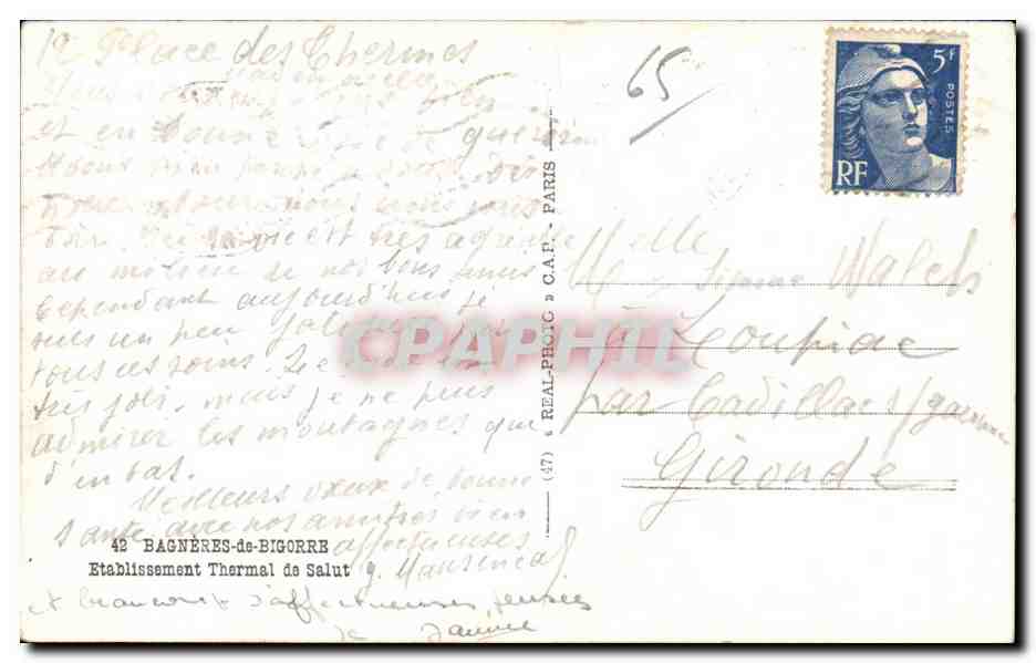 Bagnères-de-Bigorre — Thermalbad für Gesundheit — C.A.P. Paris — Rückseite