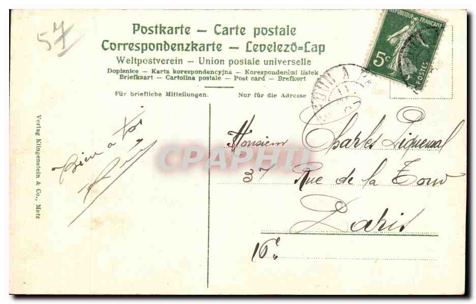 CPA Metz Toter Muselarm Bras mort de la Moselle — Rückseite