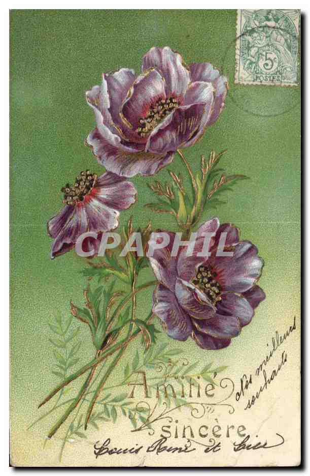 CPA Fantaisie Fleurs Amitie sincere