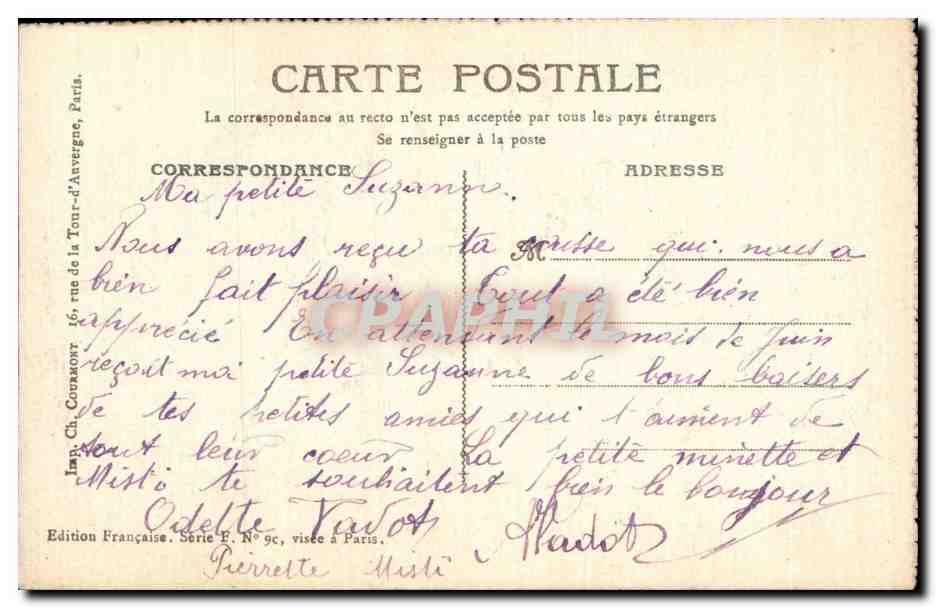 CPA Fantaisie Fleurs Reine des pres — Verso