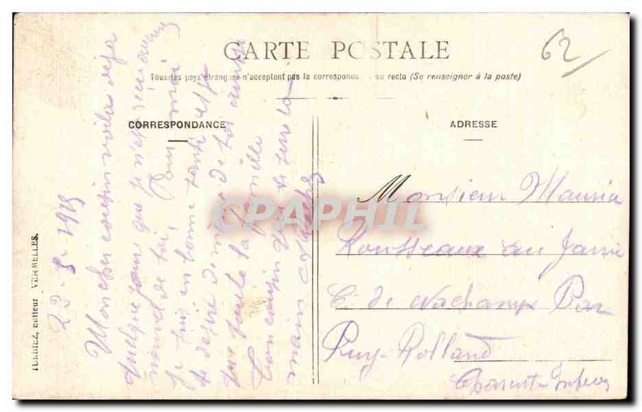 Vermelles - Caisson d'artillerie allemande abandonné derrière le château de M. le docteur Bréhon — Verso