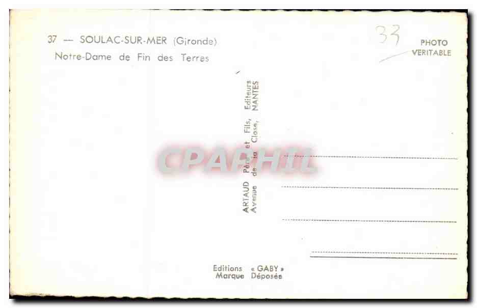 CPSM Soulac sur Mer Notre Dame de Fin des terres — Verso