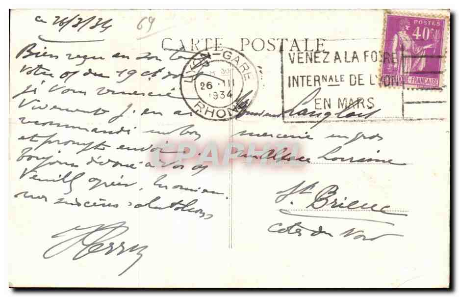 CPA St Cyr au Mont d Or Vue generale — Rückseite