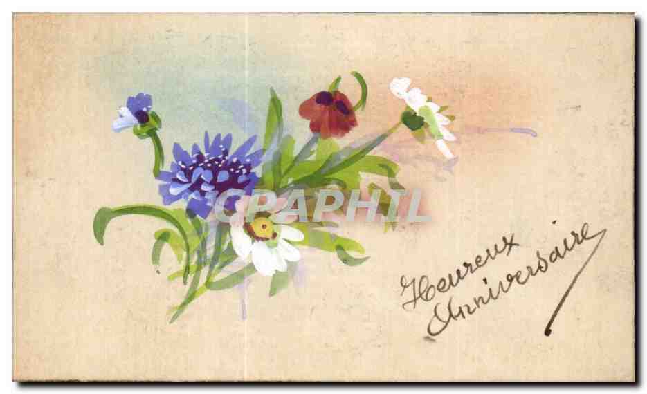 - Fleurs - Heureux Anniversaire - Happy Birthday - CPA 