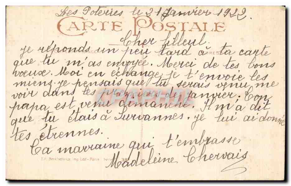 - Fleurs - Souhait Bonheur - mouton - sheep - houx - holly - CPA  — Rückseite