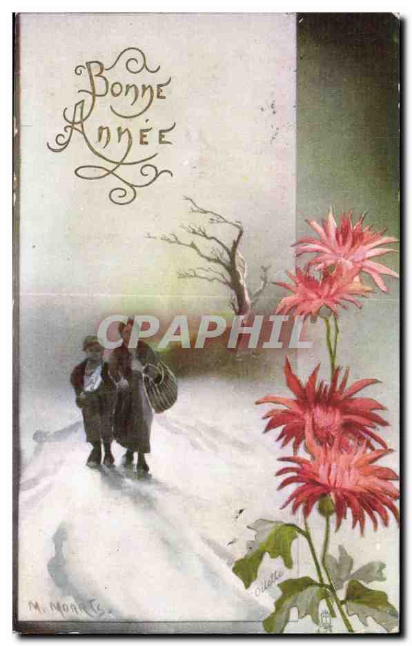Fleurs Bonne Annee - Happy New Year - CPA 