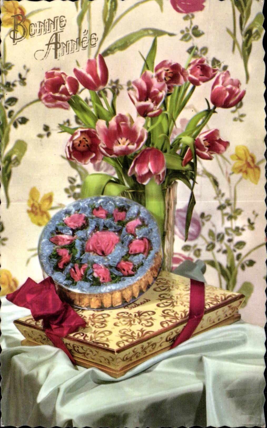 Fleurs Bonne Annee - Happy New Year - CPA 