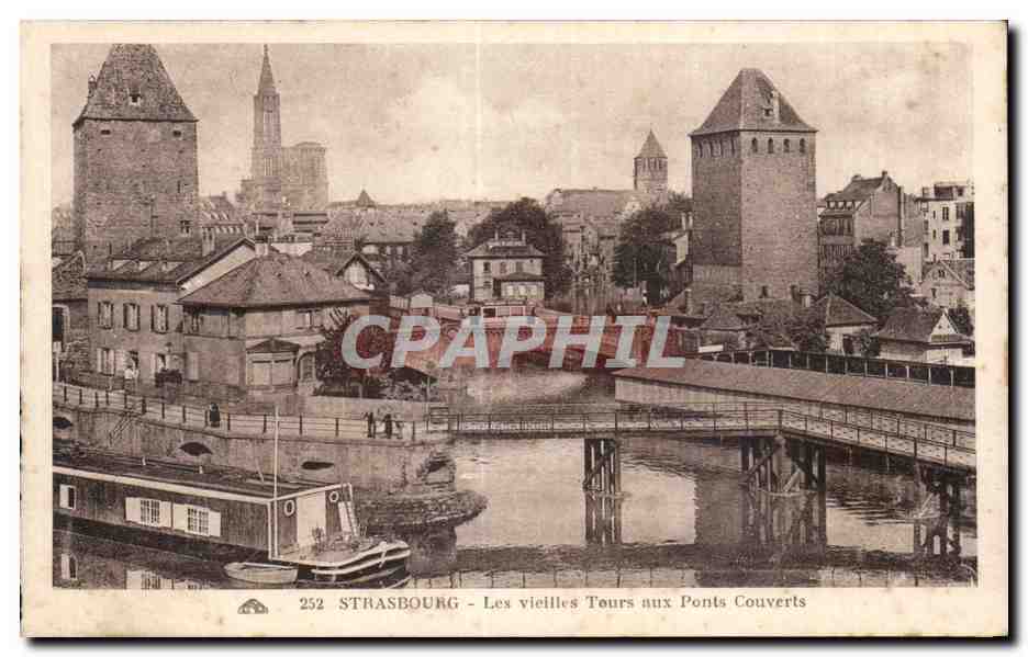 Strasbourg - Les Vieilles Tours aux Pont Couverts - Illustration - CPA 