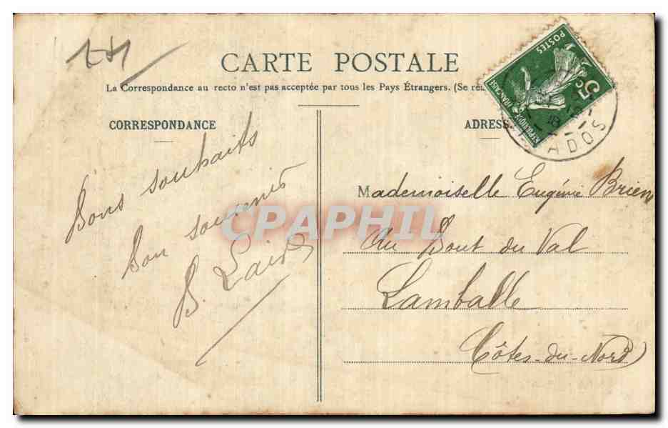 Le Gas de Falaise — Légende de la Lanterne — C. Jeanne, édit.-phot., Falaise — Verso