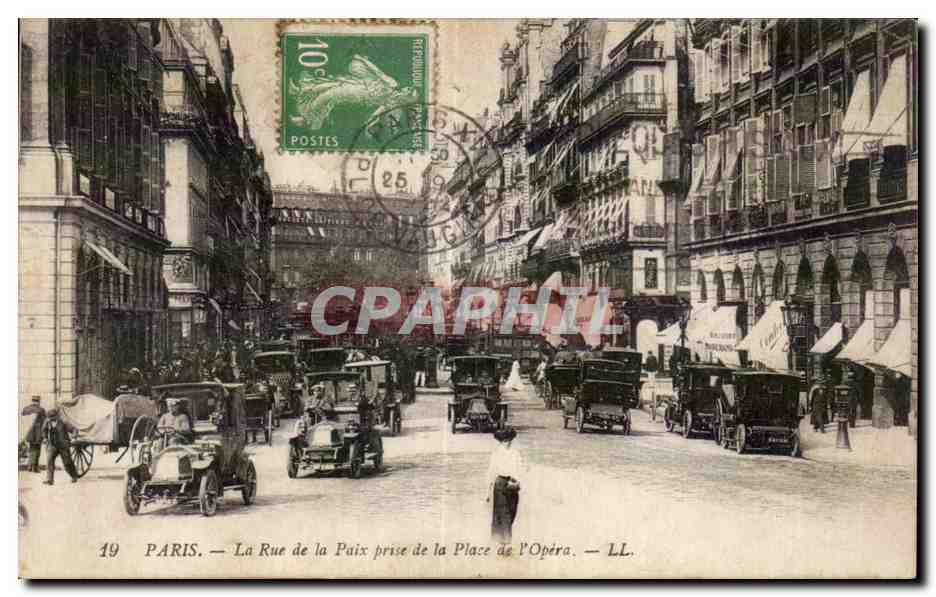 Paris - 9 - Rue de la Paix - prise de la Place de l Opera Automobile - CPA 