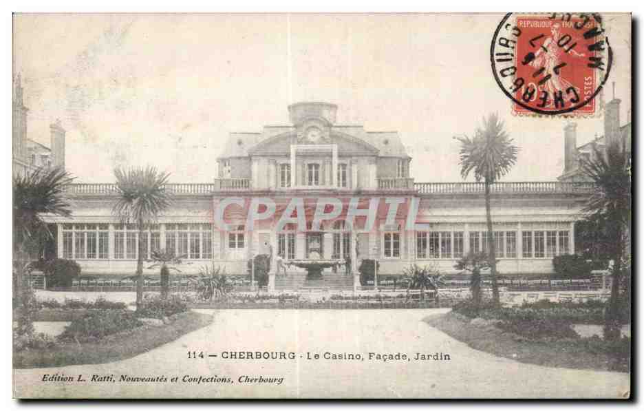 Cherbourg - Le Casino - Facade - Jardin - CPA 