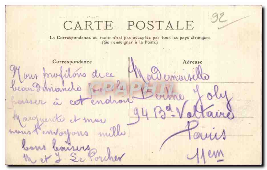 Foret de Meudon Pecheurs Peche - CPA  — Rückseite