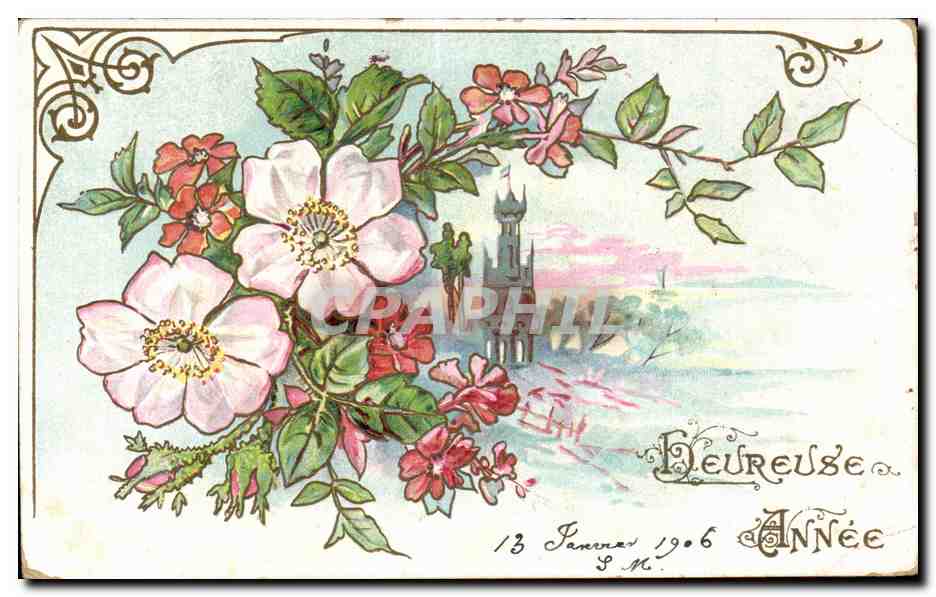 Fleurs Heureuse Annee - CPA 