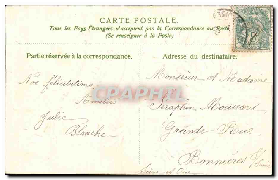 Bouquet de chrysanthèmes — Anniversaire 1909 — éditeur non visible — Rückseite