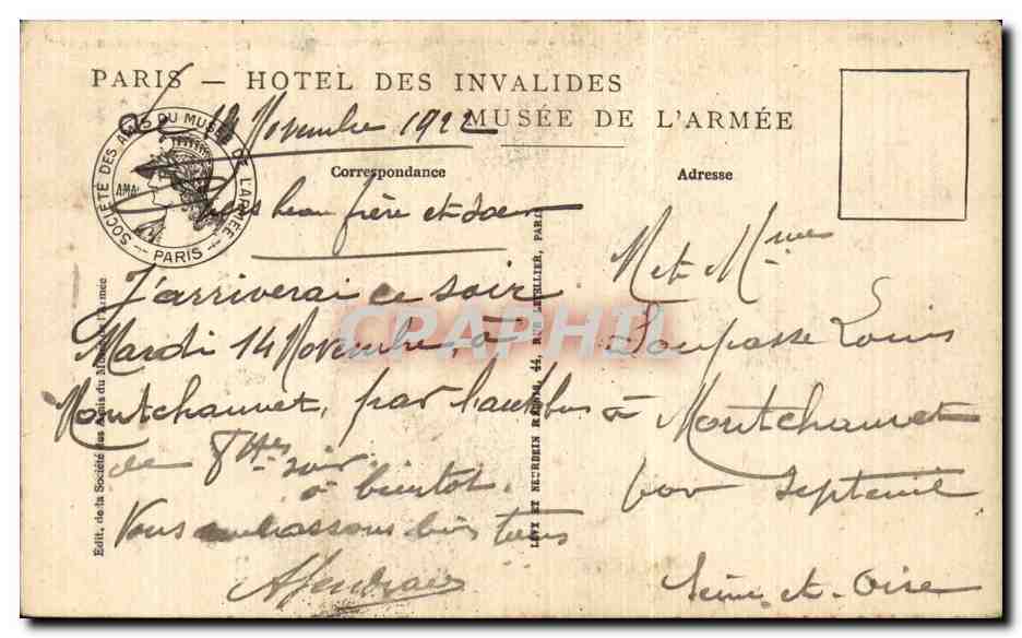 Paris - 7 - Les Invalides - Musee de l Armee - Aubert 1918 Foch Petain FAyolle - CPA  — Rückseite