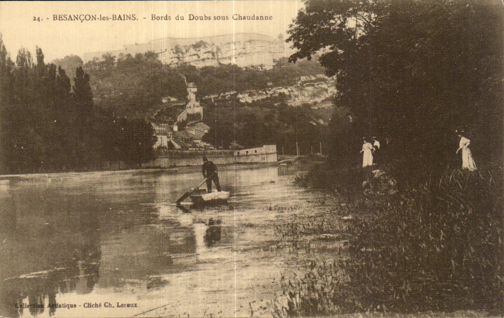 Besancon les Bains - Bords du Doubs sous Chaudannc - CPA 