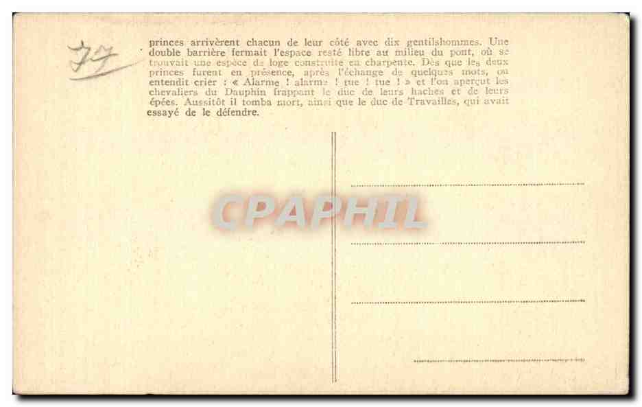 Montereau Historique - La Bataille Meurtre de Jeaan sans peur - CPA  — Rückseite