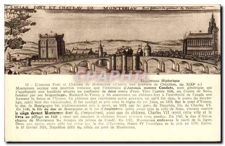 L'ancien Pont et Château de Montereau — vue historique — C. Charlier, n°13