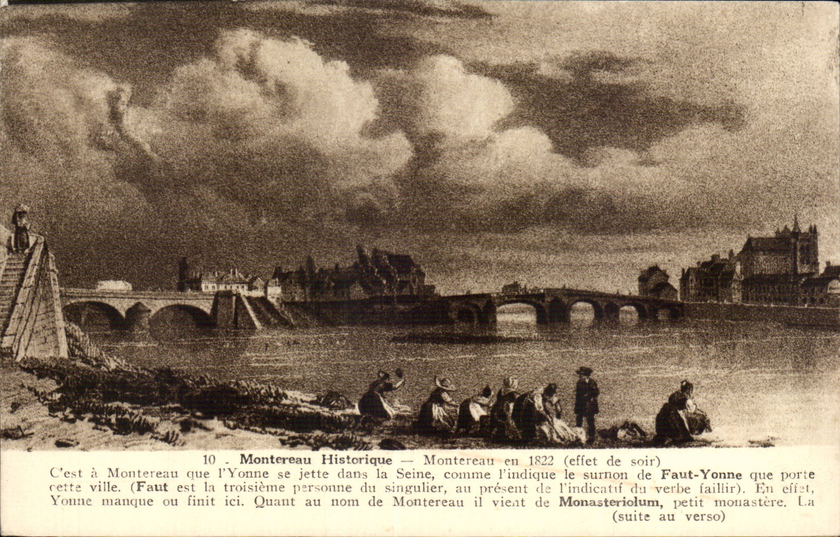 Montereau Historique — Montereau en 1822 (effet de soir)