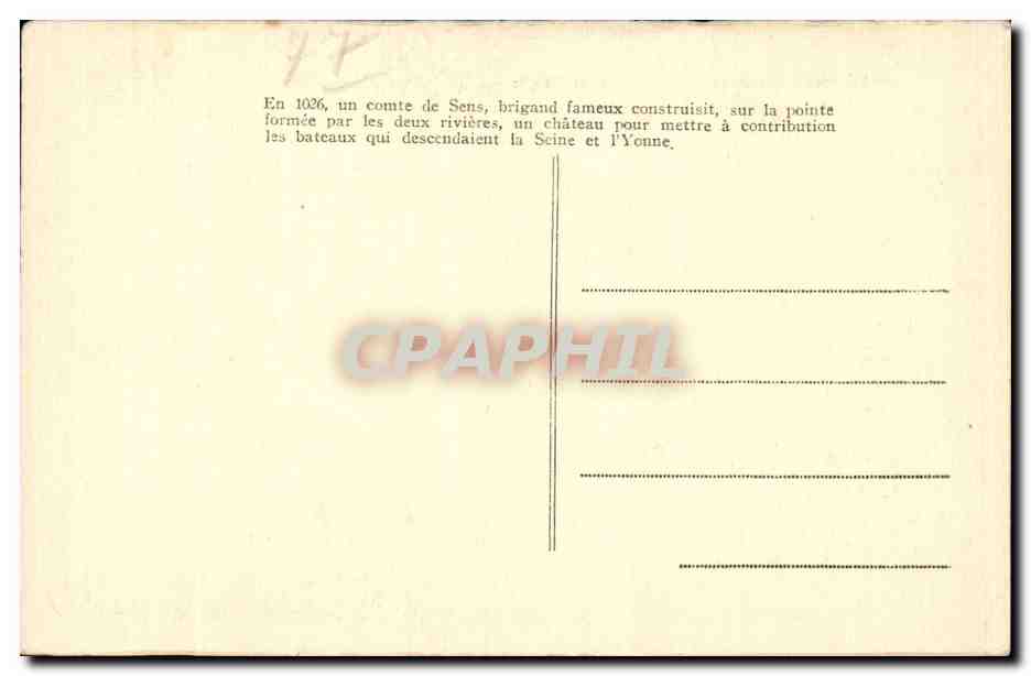 Montereau Historique — 1. Vue de Montereau au XVIIe siècle — Éditions de la Poste — Verso