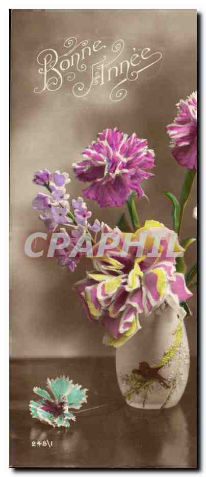 Fleurs Bonne Annee - Happy New Year - CPA 
