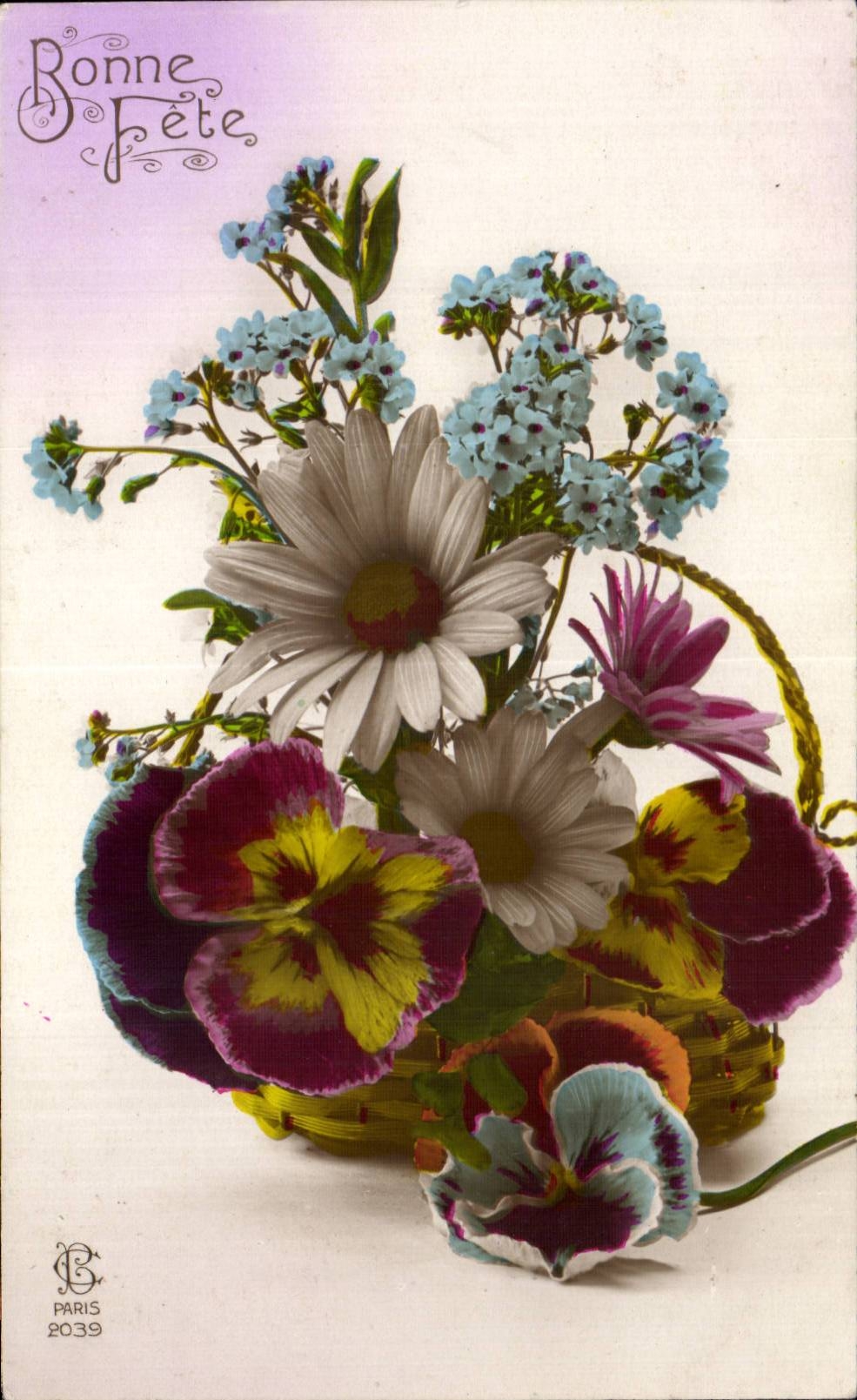 Fleurs Bonne Fete - Happy Birthday - CPA 