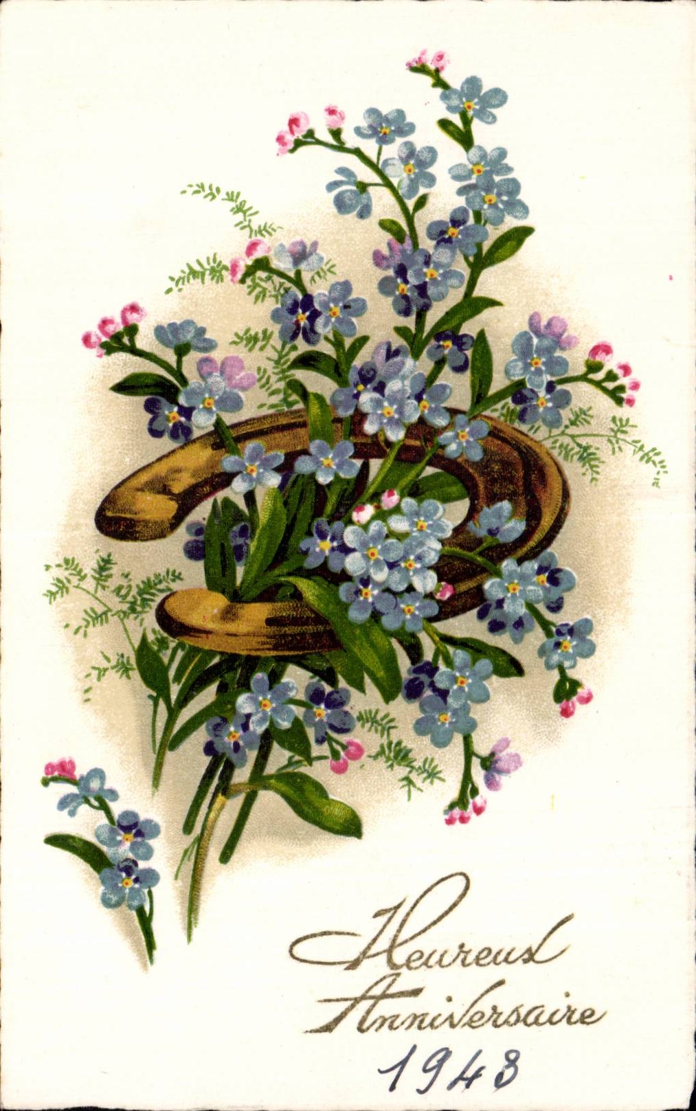 Fleurs Heureux Anniversaire - Happy Birthday - CPA 