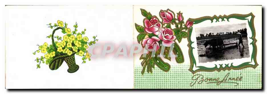 Fleurs Bonne Annee - Happy New Year Tonkin - CPA 