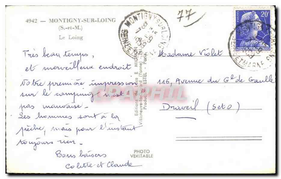 Montigny - Le Loing - CPSM — Rückseite