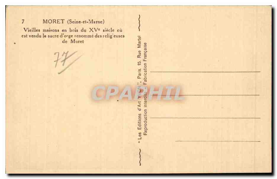 Moret - Vieilles Maisons en Bois - Yvon - CPA  — Rückseite