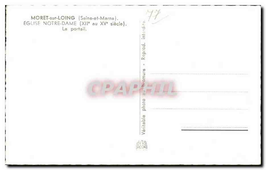 Moret sur Loing - Eglise Notre Dame - CPA  — Rückseite