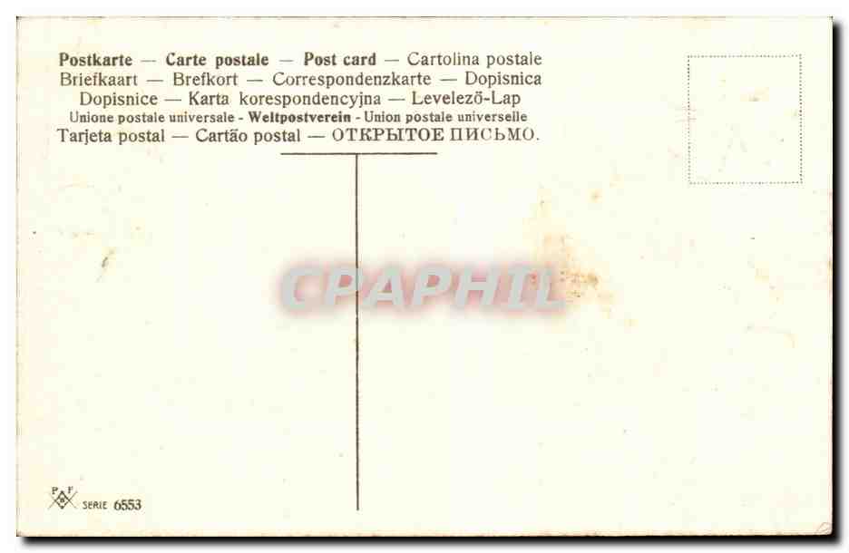 Heureuse Année — paysage lacustre avec barque — PAF Série 6553 — Verso