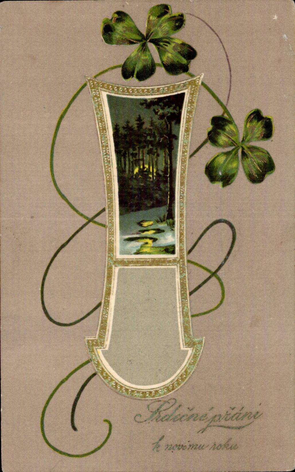 Fleurs trefle - four leaf clover - CPA 